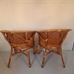 Een Paar Vintage Boho Stijl Rotan Webbing Fauteuils. thumbnail 5
