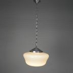 Art Deco Hanglamp Aan Aluminium Ketting, Jaren 30 thumbnail 2