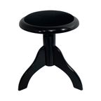 Vintage - Wooden Piano Stool / Chair - Mounted On A Swiveling Base - Glossy Black And Upholstered thumbnail 3