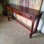 Klassieke Engelse Sidetable Haltafel, Wandconsole Lichte Gebruikssporen Afm, 140x34cm En 75cm Hoog. thumbnail 3