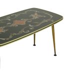 Fifties Rockabilly Salontafel Glas Conische Gouden Poten 90cm thumbnail 14