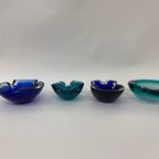 Mid Century Design Set Of 4 Blue Murano Glass Bowls, 1970’S thumbnail 3