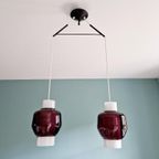 Scandinavische Dubbele Hanglamp In Opaline En Amethistglas thumbnail 3