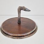 Vintage Verzilverd Wildzwijn Serveerschaal Dienblad Hout ’70 thumbnail 9