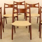 Set 6 Hans Wegner Carl Hansen Ch29 Stoelen Vintage Deens Sawbuck thumbnail 2