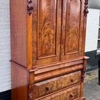 Heel Mooi Antiek Engels Mahonie Driedelig Kabinet, Met Planken En 3 Lades, 210 Cm Hoog thumbnail 3