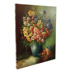 Groot Kleurrijk Bloemen Stilleven Schilderij Gesigneerd 60x50cm thumbnail 14