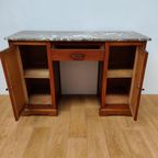 Vintage Antiek Bureau Buro Sidetable Kaptafel Marmer Blad thumbnail 3