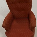 Vintage Rode Fauteuil Met Voetenbankje thumbnail 6