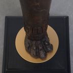 Prachtige Handgesneden Antieke Houten Staande Lamp Met Leeuwenkop thumbnail 11