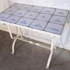 Antieke Ijzeren Tafel Met Delftse Tegels thumbnail 2