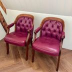Set Vintage Wijnrode Chesterfield Fauteuils thumbnail 10