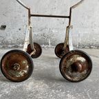 Beautyfull White Patina Iron Serving Trolley 1950’S thumbnail 11