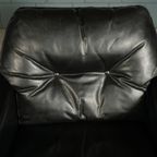 Vintage Lederen Draaifauteuil Met Hocker – Jaren 70 thumbnail 11