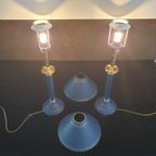 Tafellamp - Bedlamp - Kastlamp - Blauw - Metaal - Met Kap - 2 Stuks. thumbnail 6