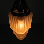 Art Deco Hanglamp Met Getrapte Glazen Kap, Jaren 30 thumbnail 16