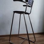 Vintage Kinder Kappersstoel 1950 Gispen Stijl Chroom & Zwart Barber Chair Children thumbnail 8
