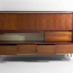 Mid-century Vintage Wandkast Met Verlichting In Teak, België 1960s thumbnail 3