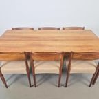 Vintage Teak Tafel & 6 Stoelen Mid Century Denmark '60 thumbnail 3