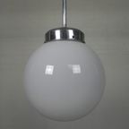 Art Deco Hanglamp Met Witte Bol, Jaren 30 thumbnail 12