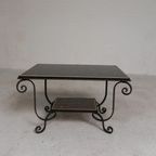 Vintage Salontafel Met 2 Glazen Bladen Met 50s Print thumbnail 15
