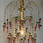 Vintage Grote Murano Kristallen Roze Druiven Kroonluchter Teardrop Frame thumbnail 9