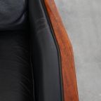 Schuitema Art Deco Design Fauteuil Uit De Decoforma Serie Met Zwart Leer En Hoge Rug thumbnail 7