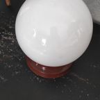 Vintage Plafondlamp Witte Glazen Bol Bruine Rand thumbnail 3