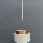 Metal, White And Brass Color Pendant Lamp By Veb 1960s thumbnail 3
