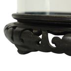Grote Antieke Stolp Globe Mondgeblazen Aziatische Houten Basis thumbnail 2