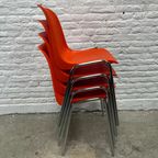4x Vintage Oranje Stapelstoelen Oranje Kuip En Chromen Frame thumbnail 5