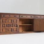 Spanish Brutalist Sideboard In Carved Solid Wood thumbnail 5
