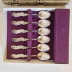 Antieke Theelepels In Doos Verzilverd Zilver thumbnail 2