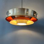 Mid-Century Aluminium Space Age Hanglamp Met Oranje Lak. thumbnail 2