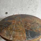 Brutalistic Round Slate Iron Coffee Table ,70S thumbnail 3