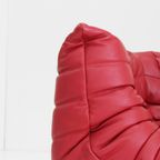 Togo Corner Chair Red Leather By Michel Ducaroy For Ligne Roset thumbnail 3