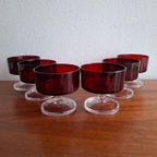 6 Vintage (Ijs)Coupes Of Dessert/Champagne Robijnrood Glazen Cavalier Luminarc Frankrijk thumbnail 10