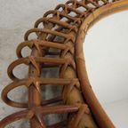 Ronde Vintage Spiegel Met Bamboe Rand In De Stijl Van Franco Albini thumbnail 12