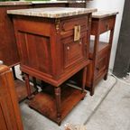 Vintage Antiek Nachtkastje Bijzetkastje Met Marmer Blad 604 thumbnail 2