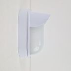 Vintage Simes Buitenlamp Wandlamp Metaal Glas ’80 Italy Wit thumbnail 11