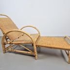 Vintage Boho Rotan Ligstoel Lounge Chair '60 Verstelbaar thumbnail 2