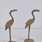 Set 2 Vintage Messing Flamingo Kraanvogel '70 Regency Goud thumbnail 6