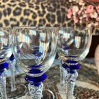 Likeurglas Set Blue Swirl Kristal Vintage thumbnail 5