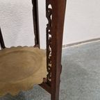 Antieke Bijzettafel Theetafel Koperen Bladen Inklapbaar thumbnail 9