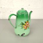 Antieke Emaille Kan Met Bloemen thumbnail 5