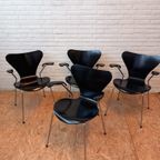 Set Of 4 Arne Jacobsen Chairs 3107 With Armrests thumbnail 13