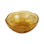 Vintage Art Deco Bolle Fruitschaal Amber Geperst Glas Fait En Belgique thumbnail 4