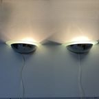 Pair Of Post Modern Wall Lamps Chrome And Glass , 1980S thumbnail 4