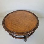 Mid Century Boho Manou Bamboe Salon Tafel Rond. thumbnail 5