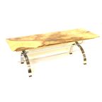 Vintage Onyx Salontafel Met Onderstel Van Chroom Gemaakt In De Jaren '70 thumbnail 6